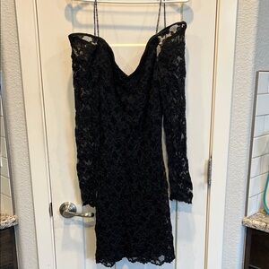 Roberta Bridal Black Lace Long Sleeve Dress